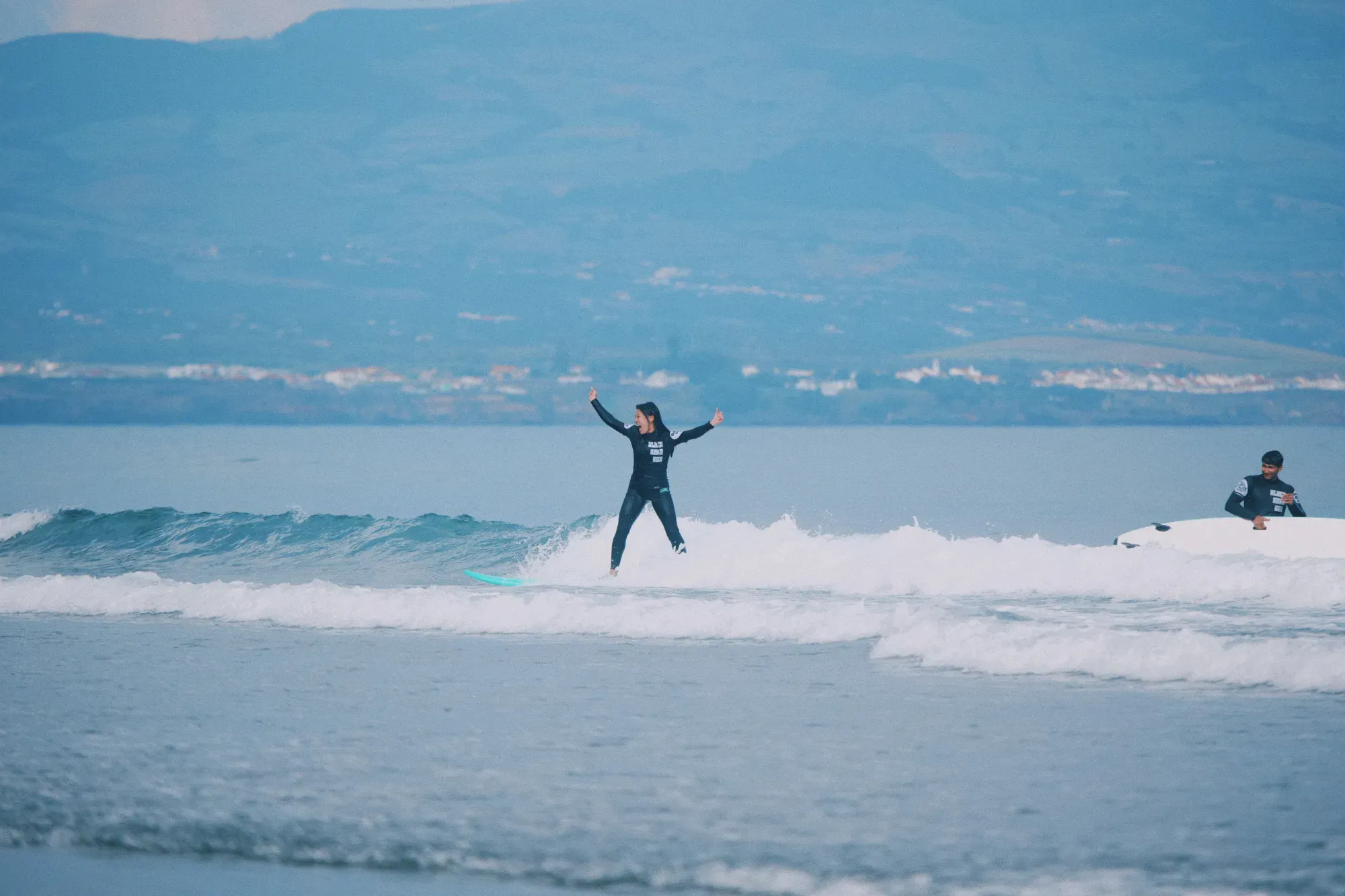 Surfing at Black Sand Box, São Miguel