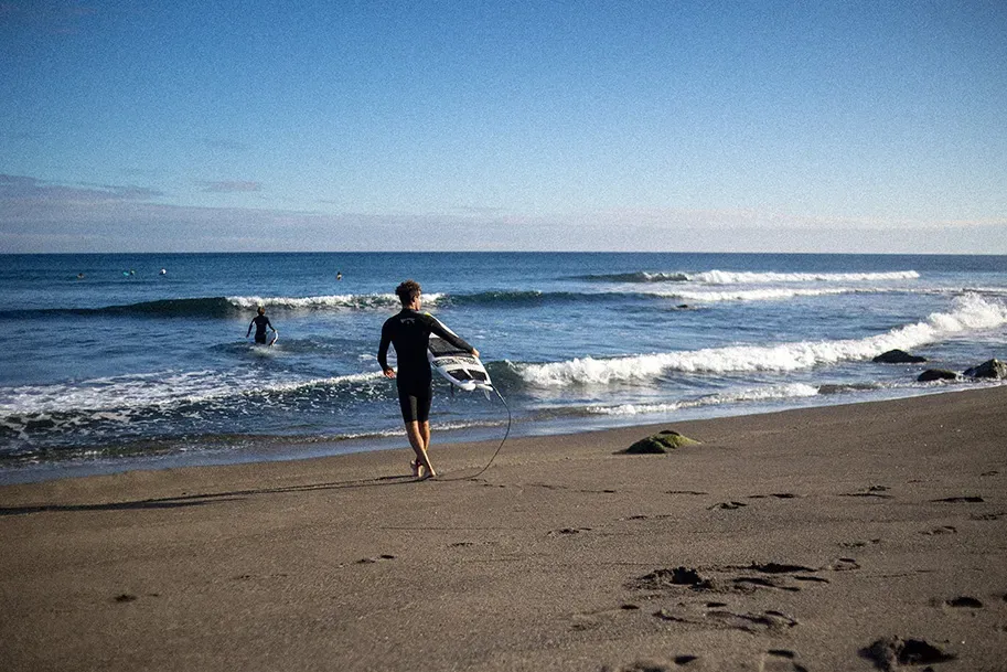 Surfing at Black Sand Box, São Miguel
